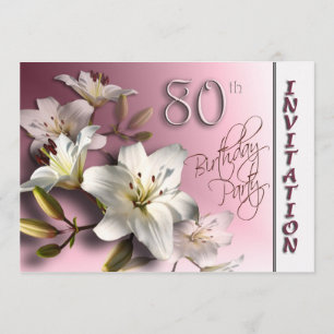 convite de aniversário do 80 - lírios brancos