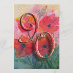 convite de aniversário do 90 - papoilas