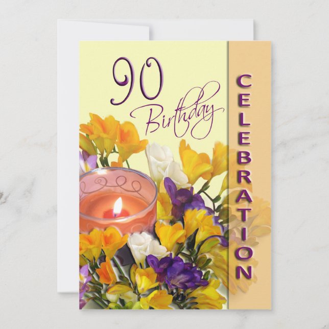 convite de aniversário do 90 - vela dos Freesias (Frente)