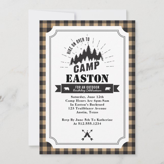 Convite de aniversário do acampamento (Frente)