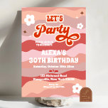 Convite de Aniversário do Adulto do Partido do Vam<br><div class="desc">Flor Vertro Wavy permite Festa Aniversário Convidar,  Colorido Partido Hippies Peace and Love de 70,  Groovy Rainbow Daisy Sunflower Festa de aniversário</div>