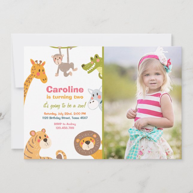 Convite de aniversário do animal do safari de (Frente)