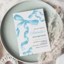 Convite de aniversário do Arco Coquette Azul