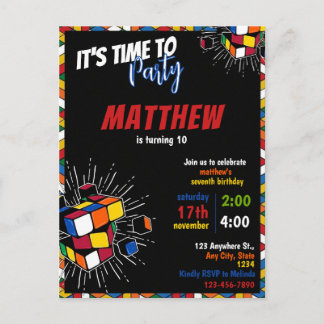 Convite de aniversário do arco-íris de Rubik