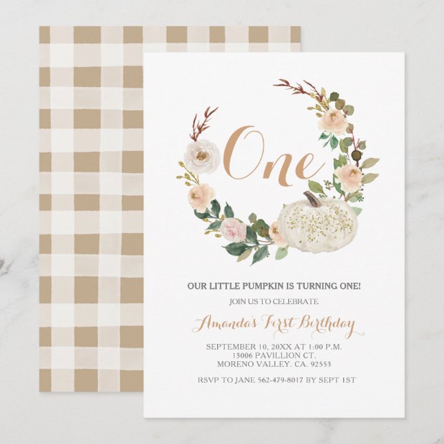 Convite de Aniversário do Autumn White Glitter Pum (Frente/Verso)