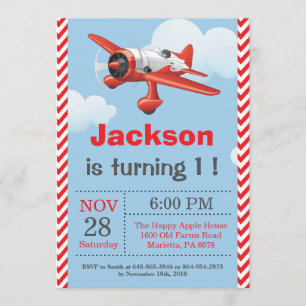 Convite de Aniversário do Avião. Festa de aniversá