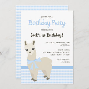 Convite de aniversário do azul da alpaca