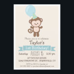Convite de aniversário do Baby Monkey Kid<br><div class="desc">Macaco-bebê,  selva,  animais de zoológico,  safari-tema neutro,  convite de aniversário-menino ou-menina. Personalize este bonitinho,  retrô,  sinta convite com o nome do seu filho. Bela,  simples,  design simples. Perfeito para o primeiro bebê,  1rua,  aniversário,  criança,  crianças pequenas,  ou crianças mais velhas. As cores incluem marrom,  azul e verde.</div>
