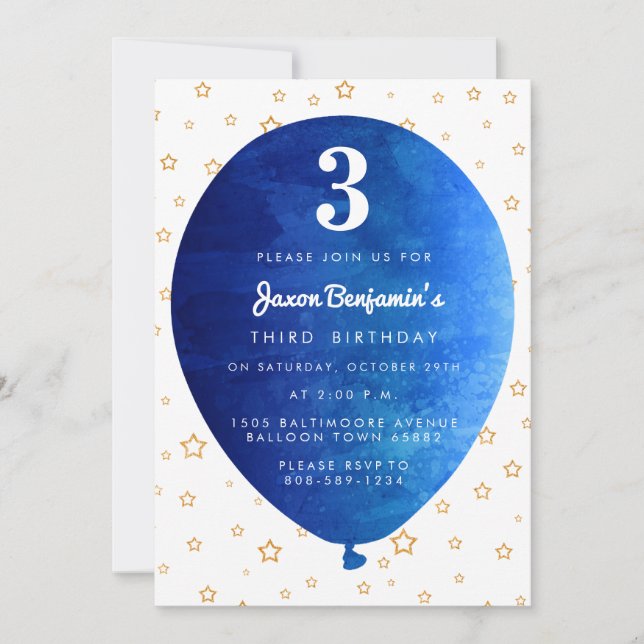 Convite de aniversário do Balão Azul (Frente)