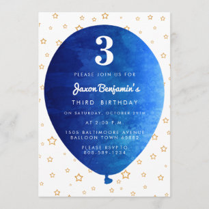 Convite de aniversário do Balão Azul