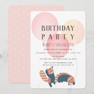 Convite de aniversário do balão cor-de-rosa & da
