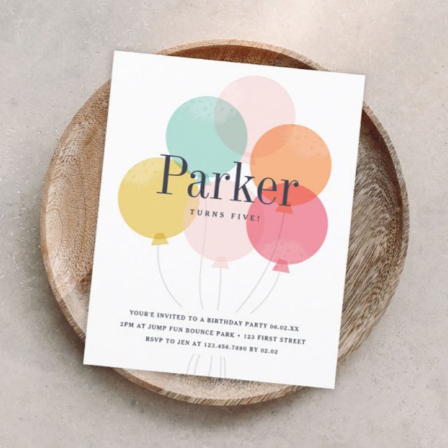 Convite de aniversário do balão de orçamento (Modern colorful balloons kids birthday party invitation.)