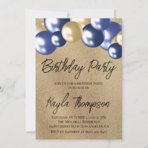 Convite de aniversário do Balão Rosa Dourado