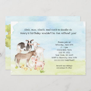 Convite de aniversário do Barnyard, animais do