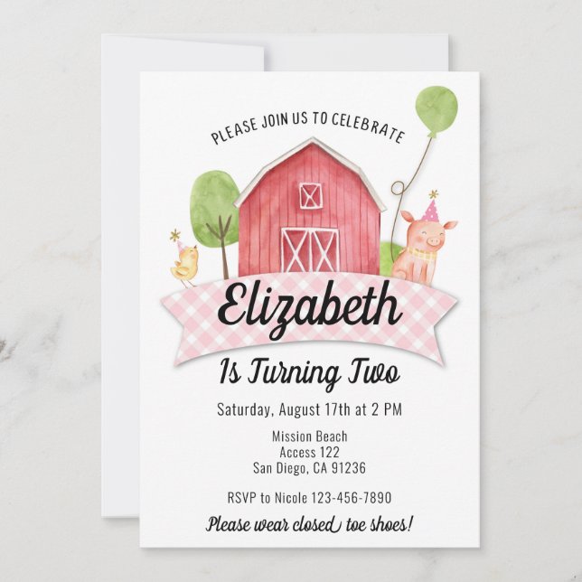 Convite de Aniversário do Barnyard, Festa de Fazen (Frente)