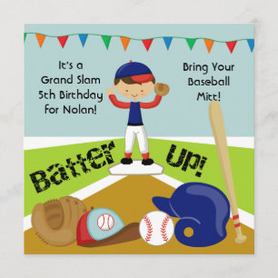Convite de Aniversário do Baseball Black Hair Boy