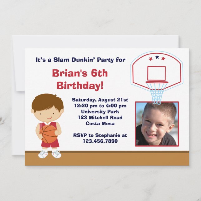 Convite de aniversário do basquetebol (Frente)