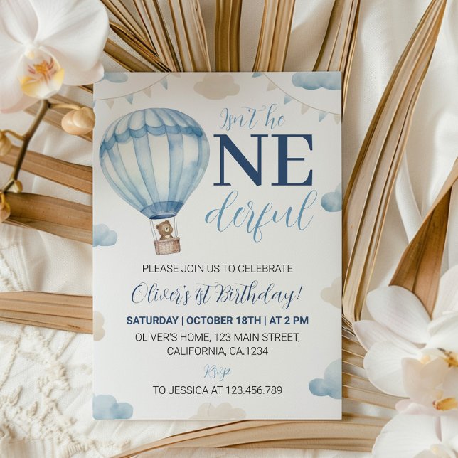 Convite de aniversário do Blue Brown Teddy Bear Bo (Criador carregado)