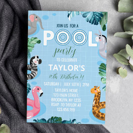 Convite de aniversário do Blue Legal Piscina Boy