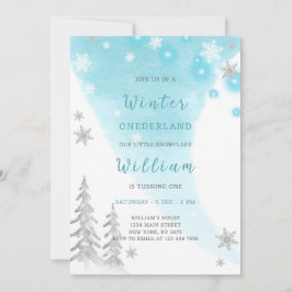 Convite de Aniversário do Blue Winter Onederland