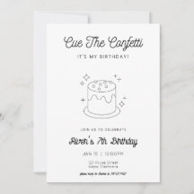 Convite de aniversário do Bolo Negro e Branco