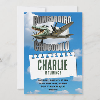 Convite de aniversário do Bombardeiro Crocodilo