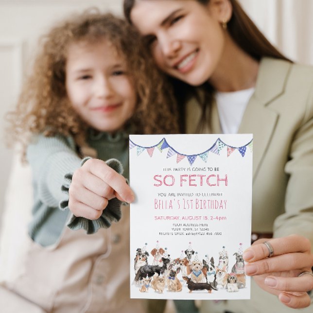 Convite de Aniversário do Cachorrinho Tão Fofinho (Paw-ty Time! Celebrating Your Puppy's 1st Birthday!)