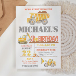 Convite de Aniversário do Caminhão de Construção