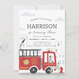 Convite de Aniversário do Caminhão de Fogo