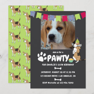 Convite de aniversário do cão Beagle