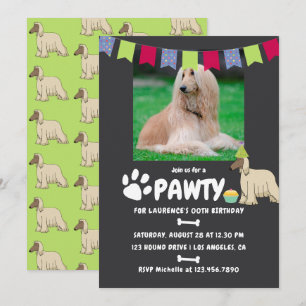Convite de aniversário do cão da raça Afghan Hound