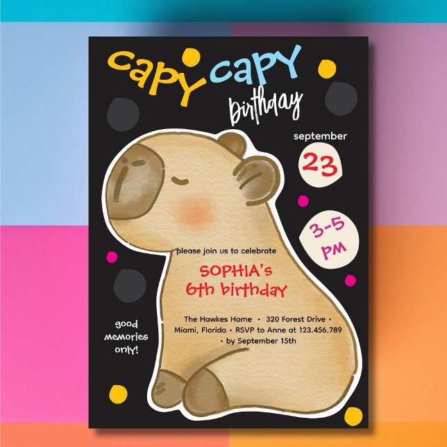 Convite de aniversário do capivara Capy (Criador carregado)