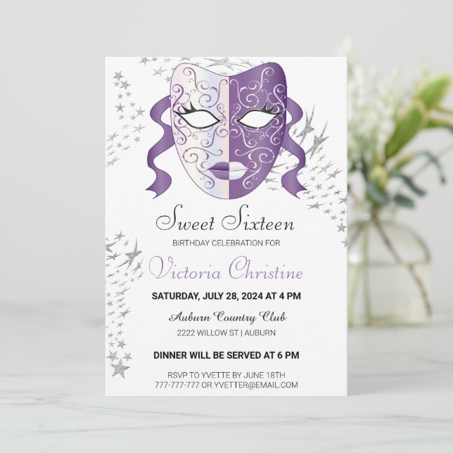 Convite de Aniversário do Carnaval de Mascarada de (Em pé/Frente)