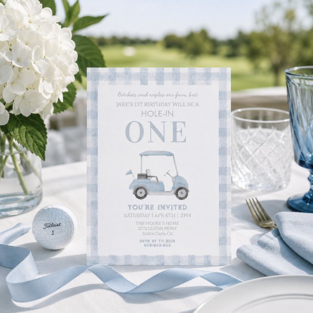 Convite de Aniversário do Carrinho de Golfe Blue H (Criador carregado)