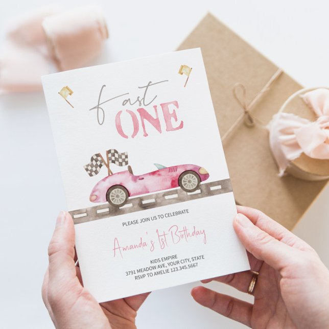 Convite de Aniversário do Carro de Raça Rápida ONE (Criador carregado)