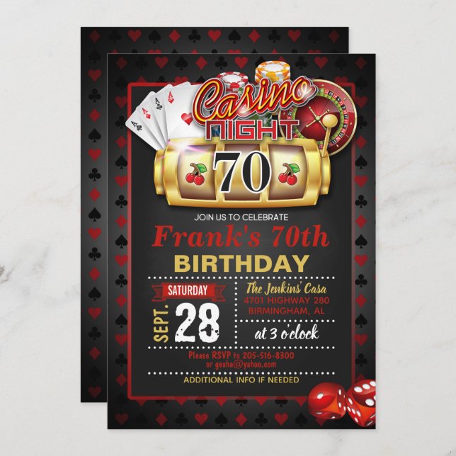 Convite de Aniversário do Casino 70 (Frente/Verso)