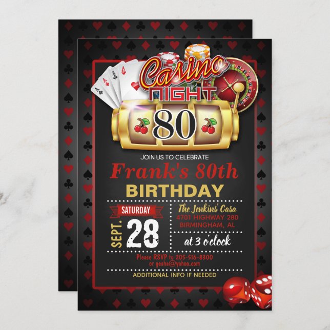 Convite de Aniversário do Casino 80 (Frente/Verso)