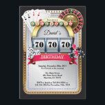 Convite de Aniversário do Casino com Cartão de Jog<br><div class="desc">Poker Playing Card Casino Dourado convite de aniversário. O tema do cassino é o convite à relíquia de ouro,  18º 20 21rua 30 40º 50º 70 90 100º,  10º 80,  qualquer idade. Para mais personalização,  clique no botão "Personalizar" e use nossa ferramenta de design para modificar este modelo.</div>