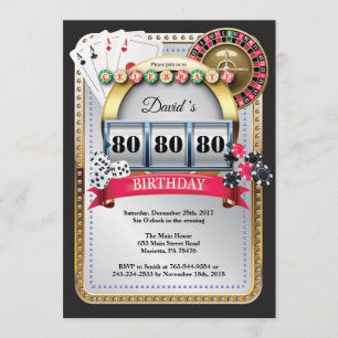 Convite de Aniversário do Casino com Cartão de Jog