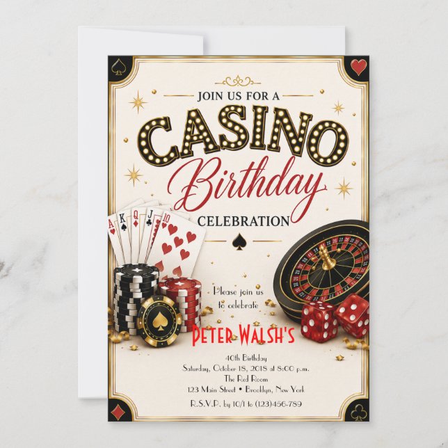 Convite de Aniversário do Casino Las Vegas (Frente)