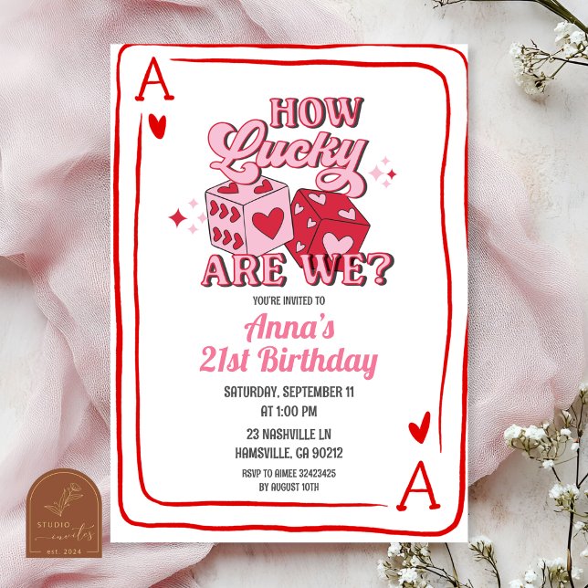 convite de aniversário do cassino retrô rosa (Criador carregado)