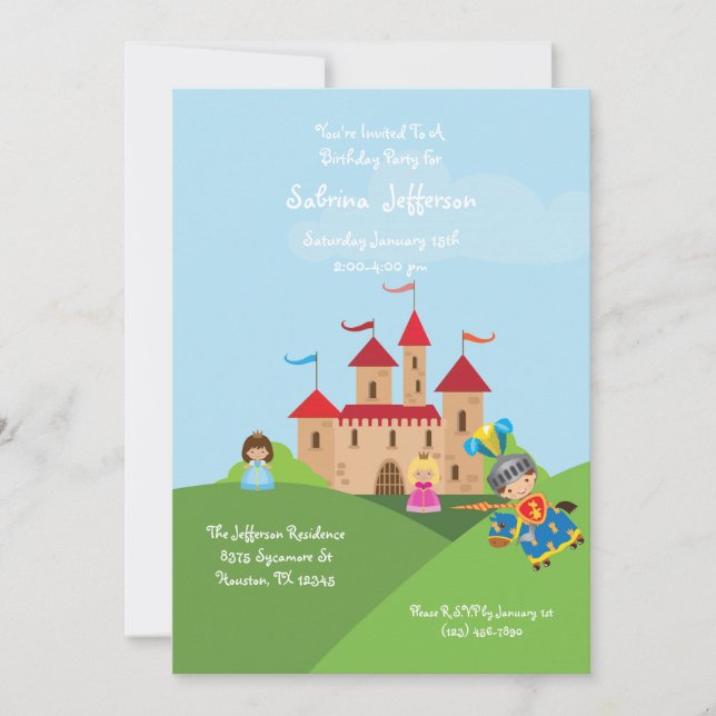 Convite de aniversário do Castelo de Fairytale 5x7 (Frente)