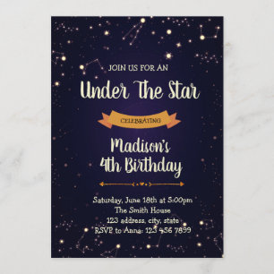 Convite de aniversário do céu nocturno