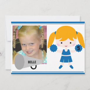 Convite de Aniversário do Cheerleader Azul de Foto