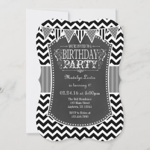 Convite de aniversário do Chevron Chalkboard da Ci