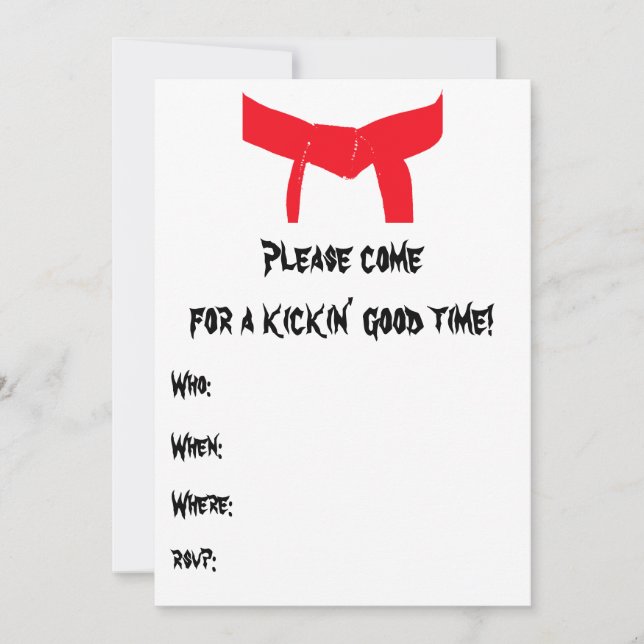 Convite de aniversário do Cinturão Vermelho de Art (Frente)