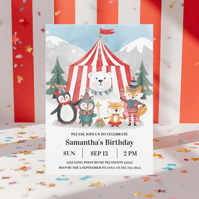 Convite de Aniversário do Circo de Inverno | Pingu (Criador carregado)