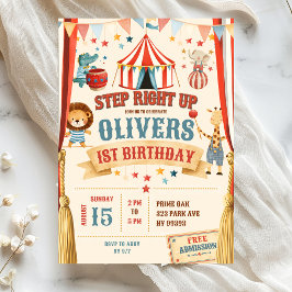 Convite de Aniversário do Circo Step Right Up