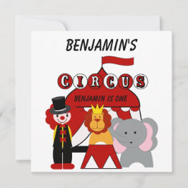 Convite de Aniversário do Circo Vermelho e Branco