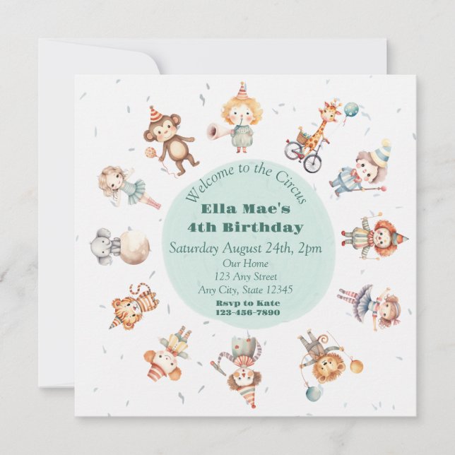 Convite de Aniversário do Circus Vintage (Frente)